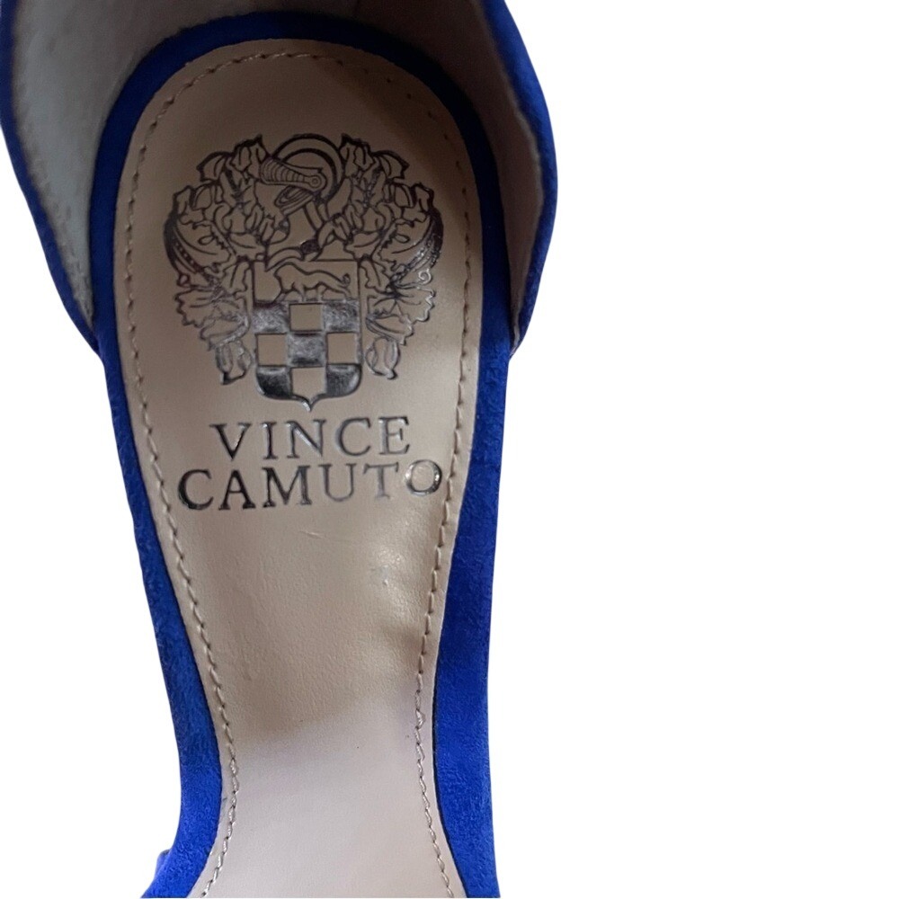 Vince Camuto Camden Cobalt Blue Suede Ankle Wrap‎ Stiletto Sandals Heels 7 - Picture 10 of 10
